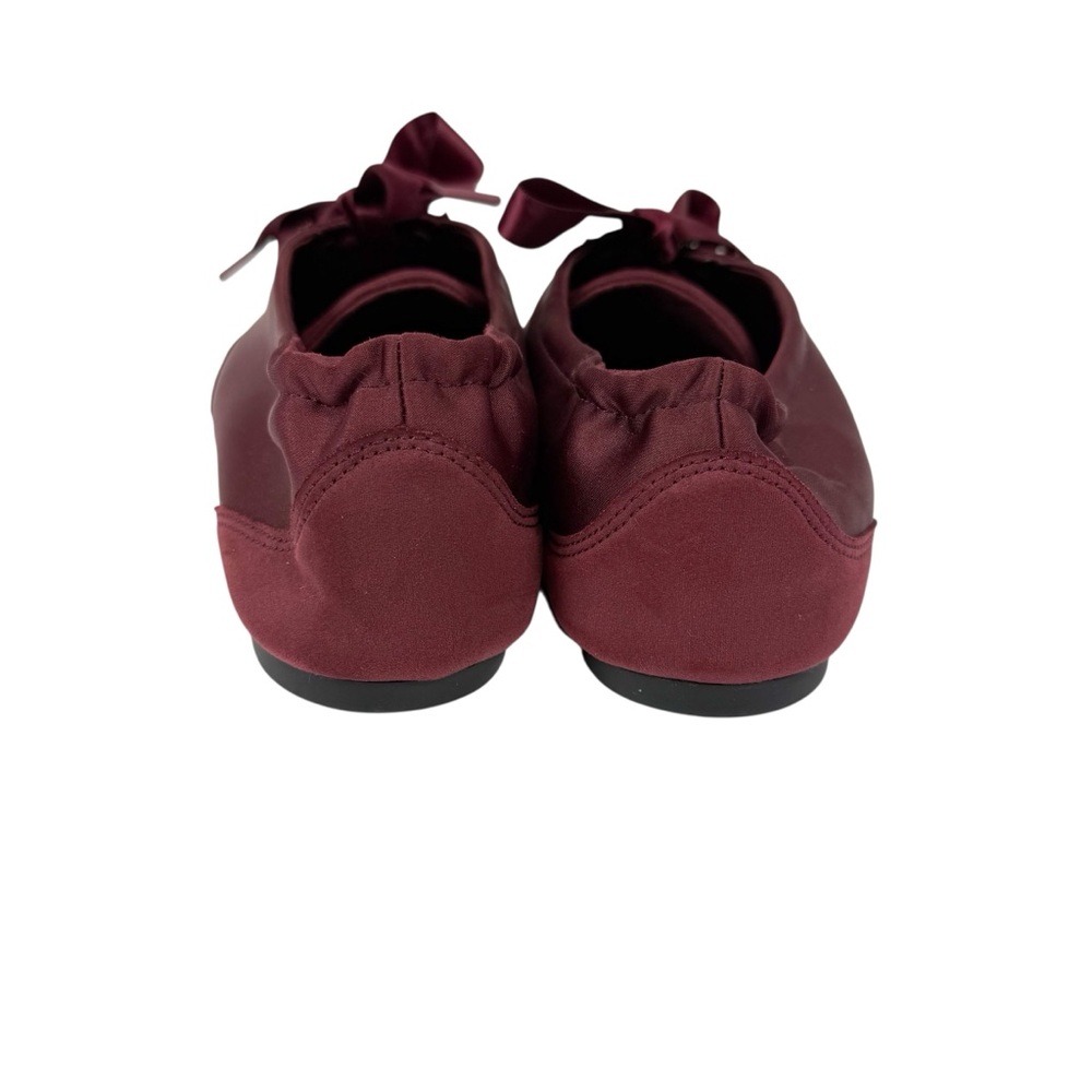 Women's Satin Ribbon Lace-Up Sneakers - Burgundy - Picture 7 of 13